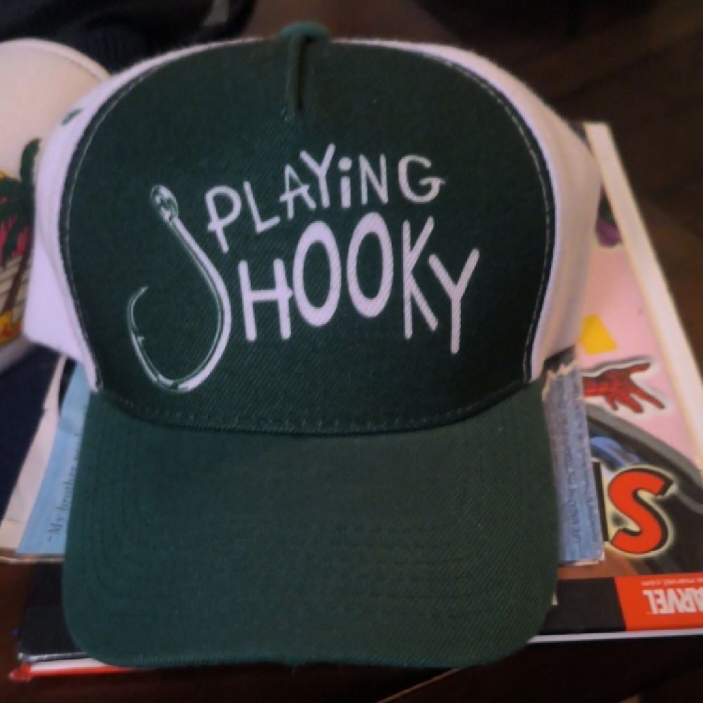 Playing Hooky Green and White Cap